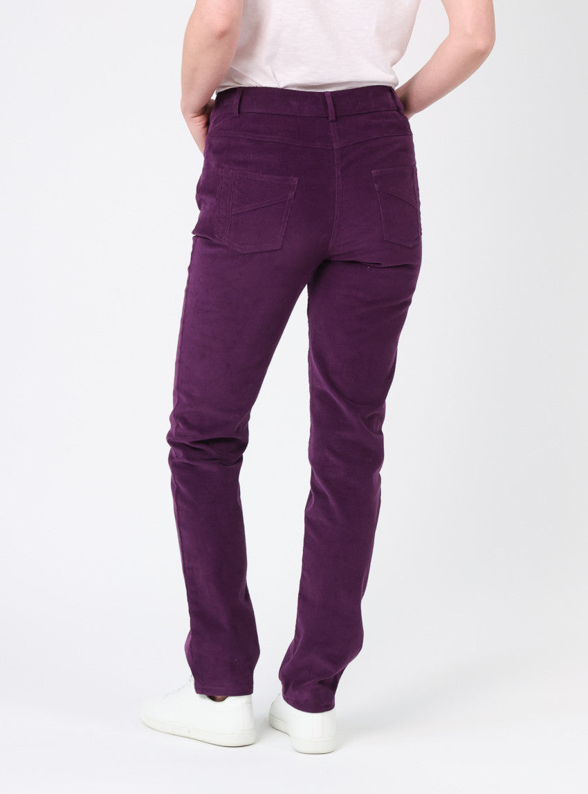Pantalon femme en velours violet foncé