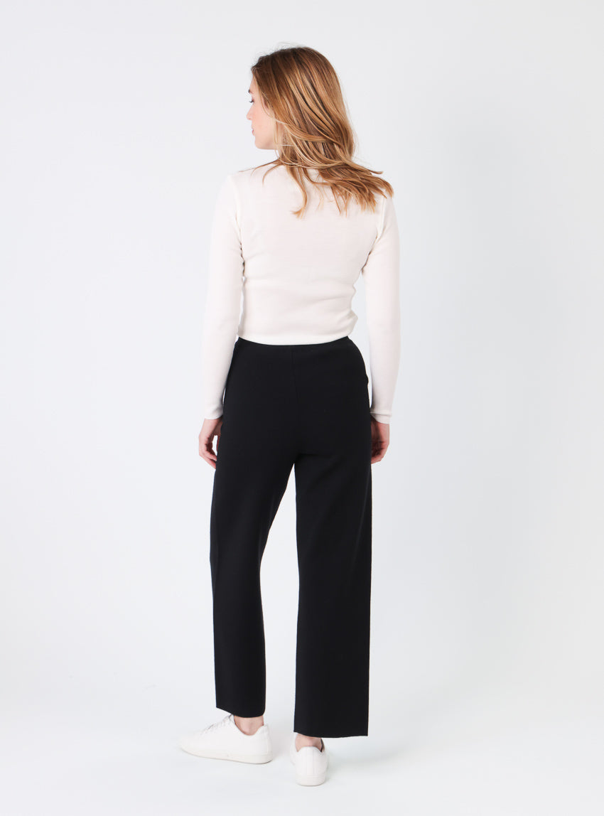 Pantalon femme en laine mérinos noir