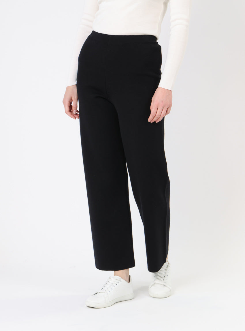 Pantalon femme en laine mérinos noir