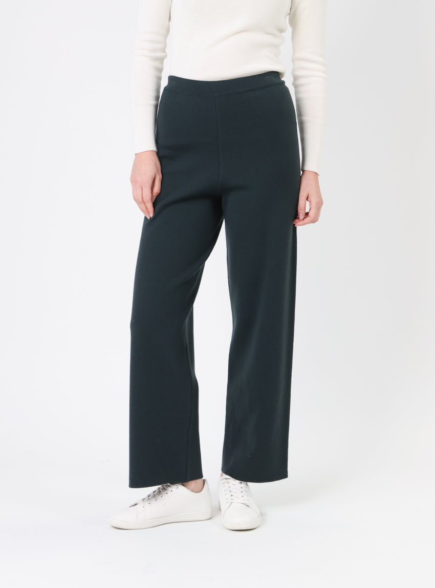 Pantalon femme en laine mérinos vert