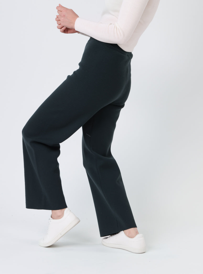 Pantalon femme en laine mérinos vert