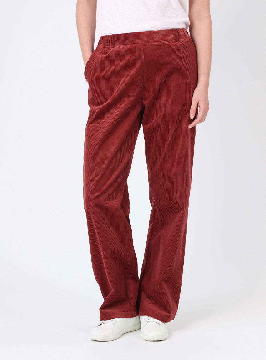 Pantalon large femme rouge brun