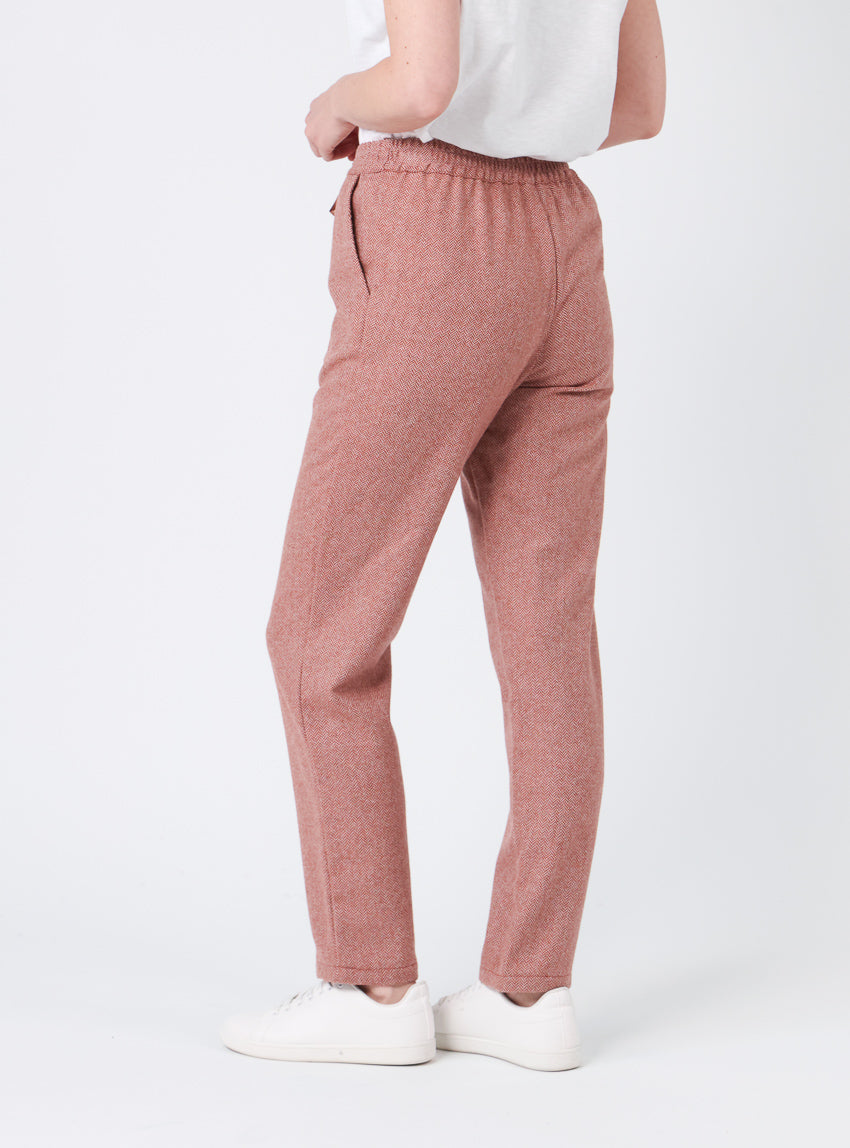 Pantalon femme chevrons marron cuivré