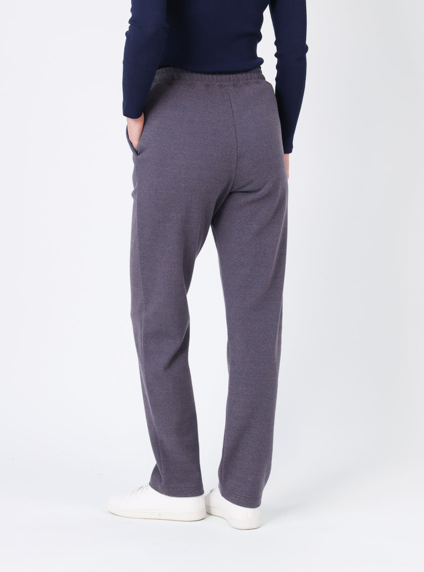 Pantalon femme maille coton bleu indigo