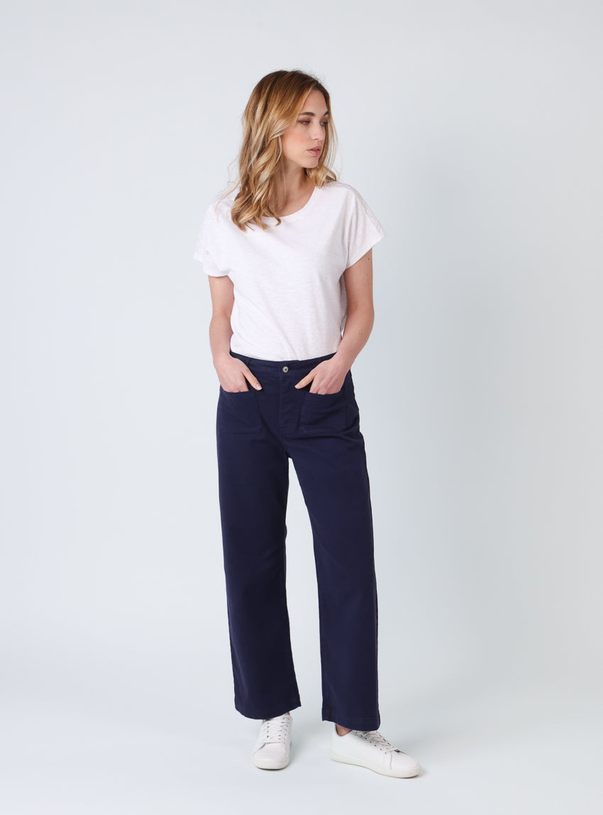 Pantalon femme 7/8ème bleu marine