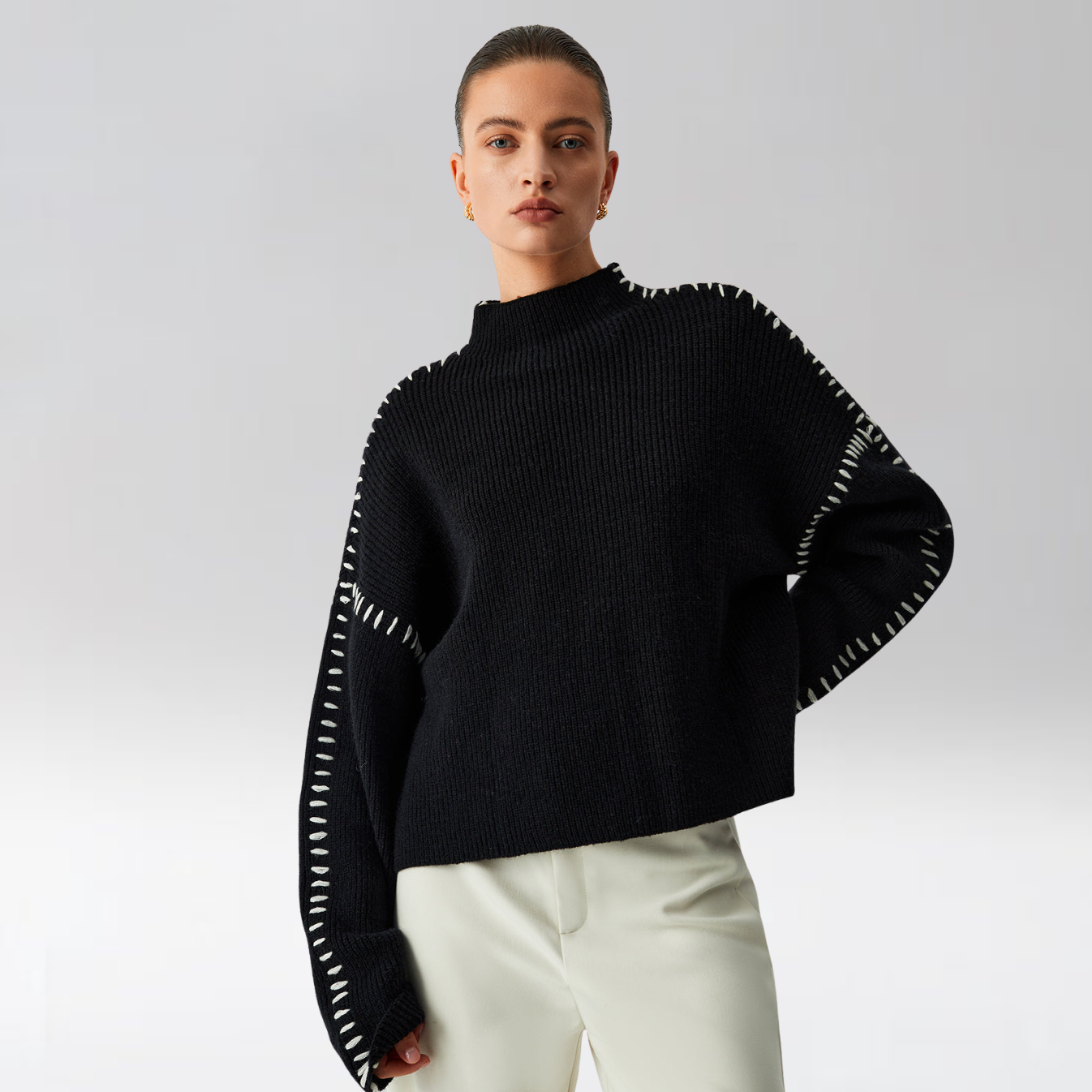 ALMA™ | PULL COL ROULÉ PIQUÉ