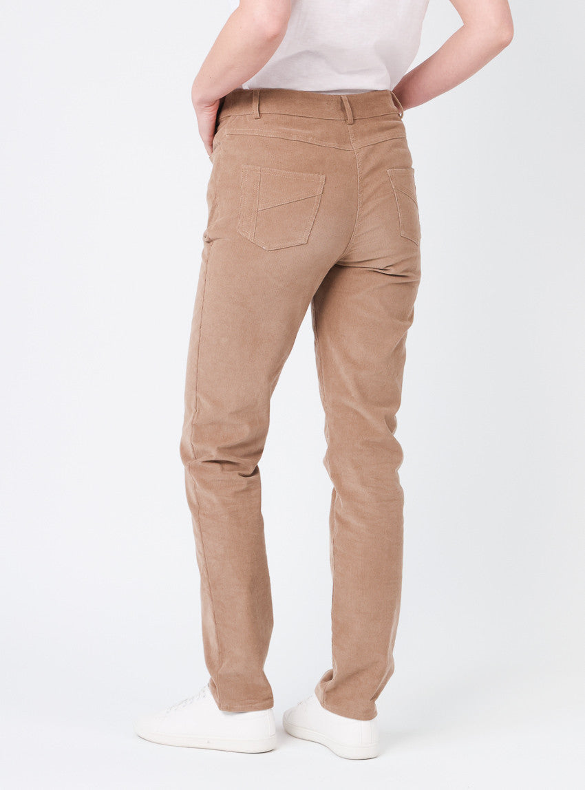Pantalon femme en velours beige taupe