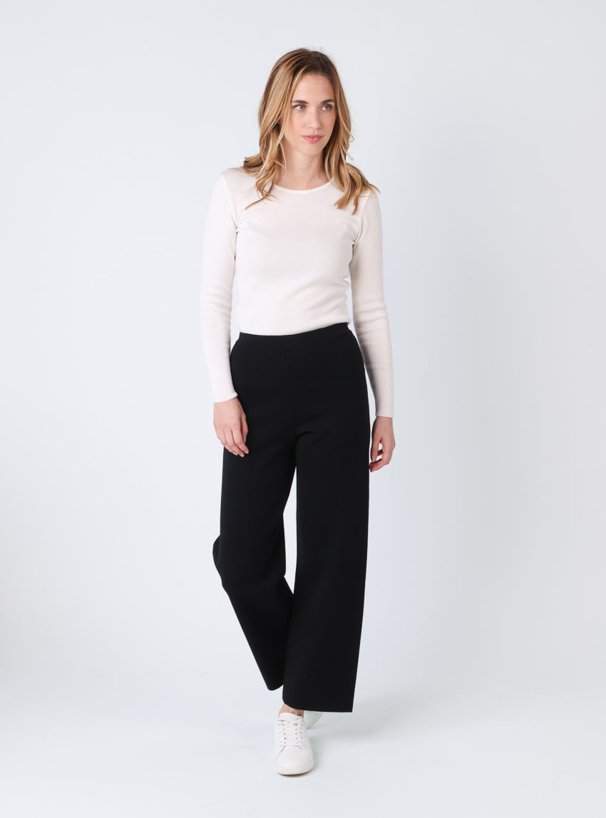 Pantalon femme en laine mérinos noir