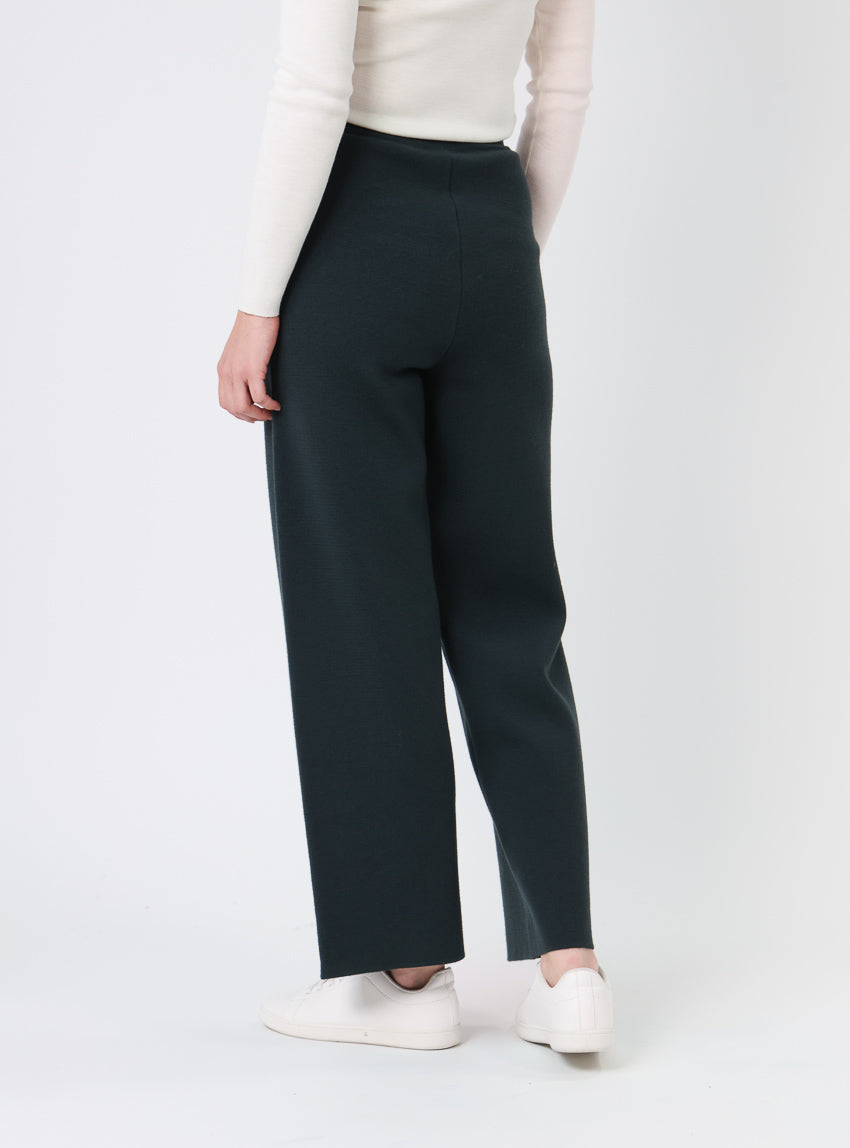 Pantalon femme en laine mérinos vert