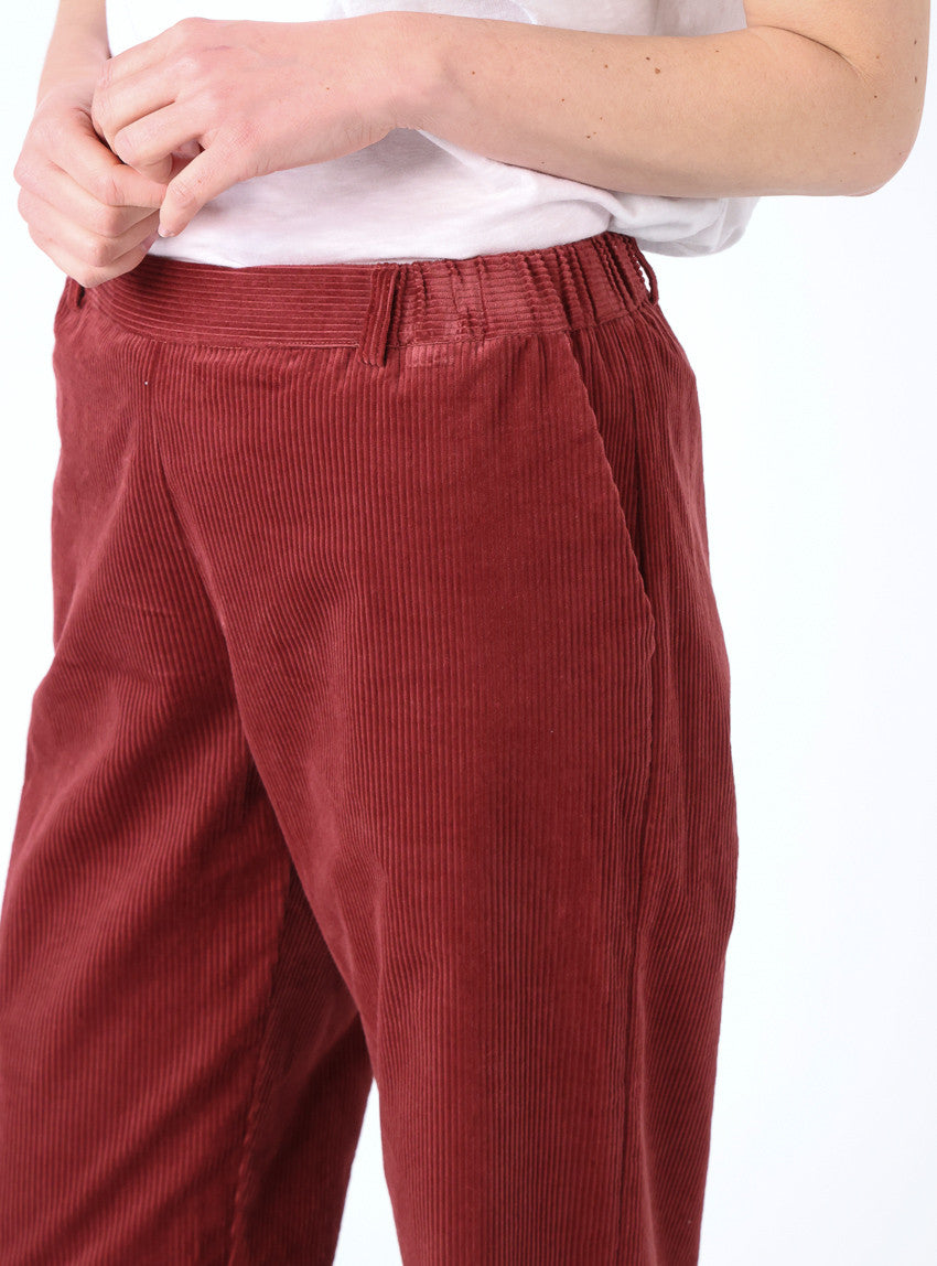 Pantalon large femme rouge brun