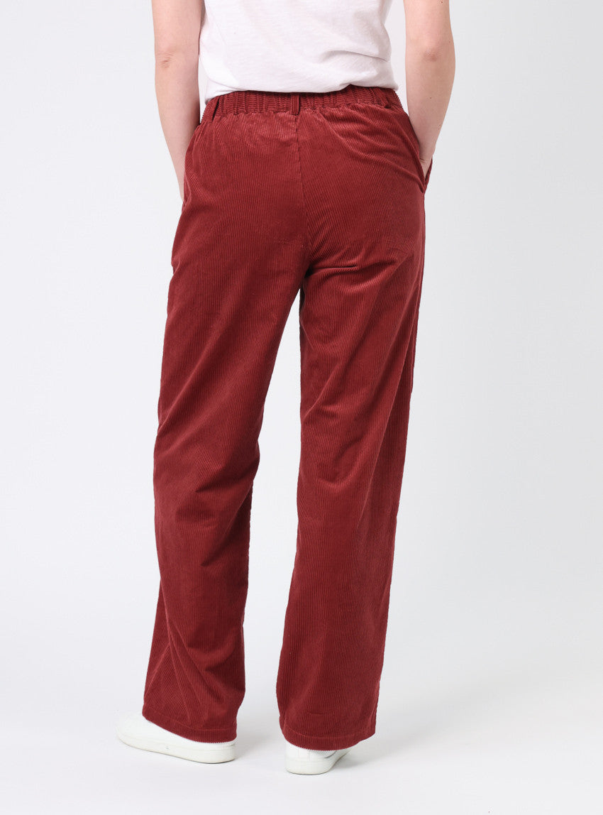 Pantalon large femme rouge brun