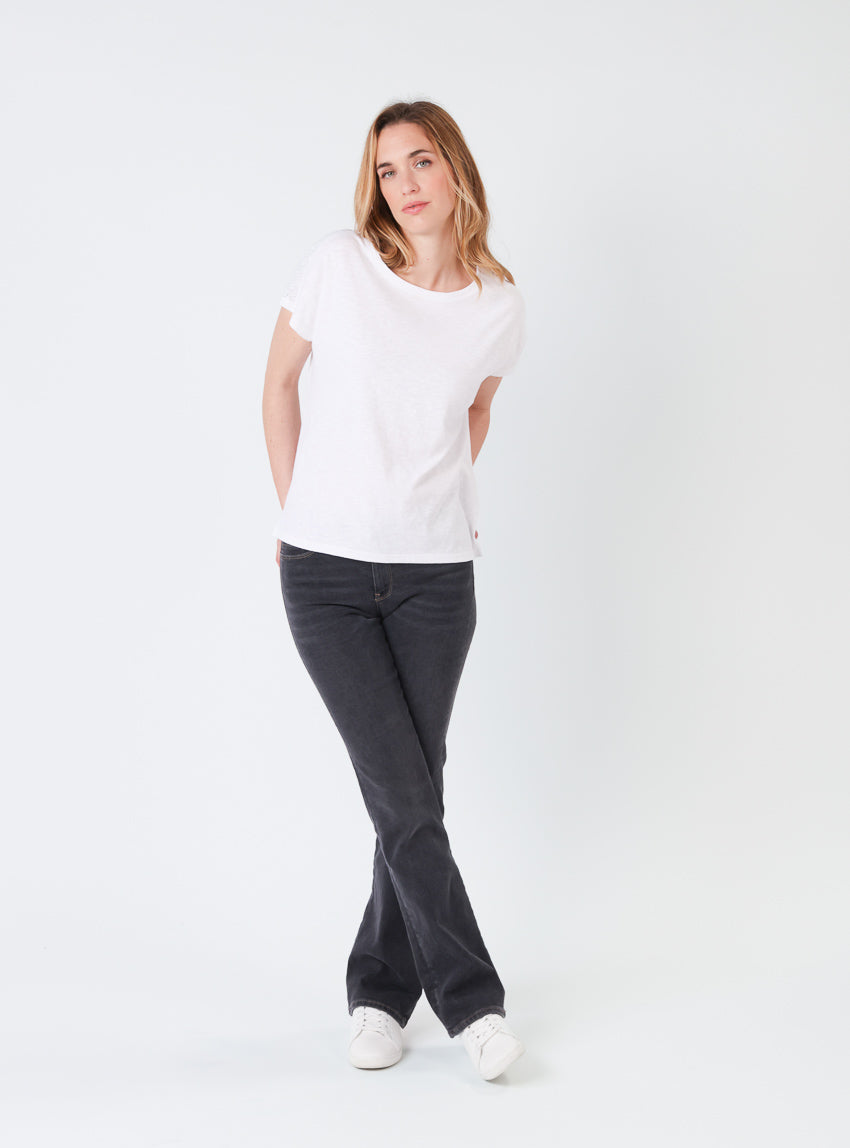 Pantalon bootcut femme gris foncé en coton