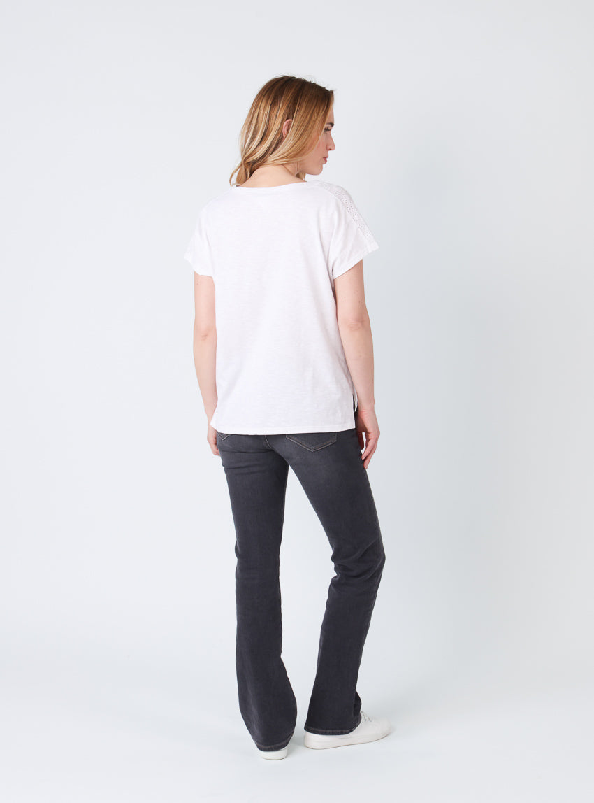 Pantalon bootcut femme gris foncé en coton